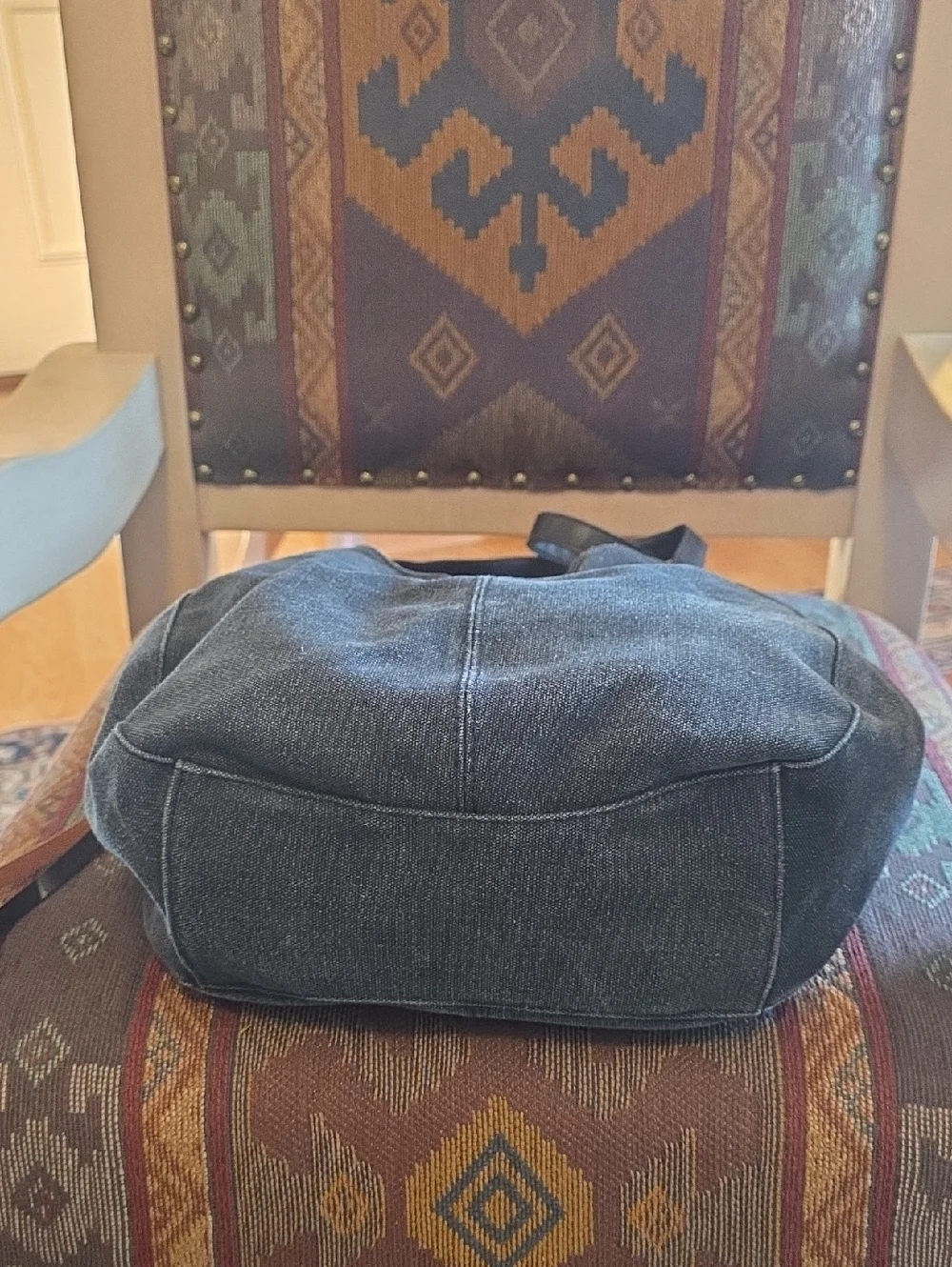 K2 Classic Gray Washed Distressed Canvas Hobo Bag  EUC